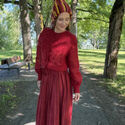 Red Skirt JAAN from the "Nõelapisteline" Collection